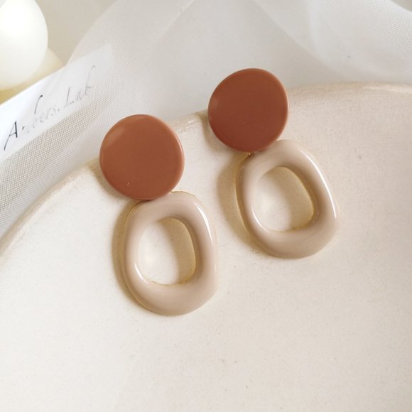 💕Last one 💙Geometric Enamel Earrings - Picture 3 of 6